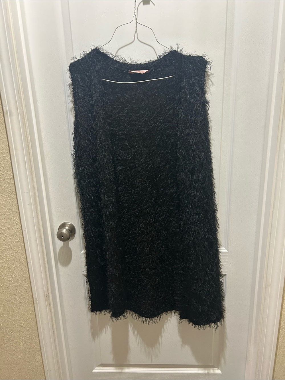 Black Fuzzy Knit Women's Cardigan - SJS L